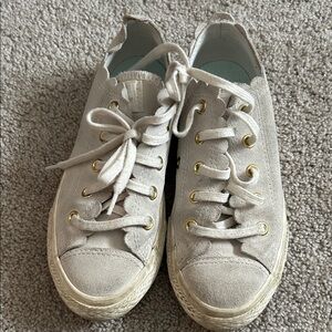 Converse Kids Sneakers in Cream with Gold Accents